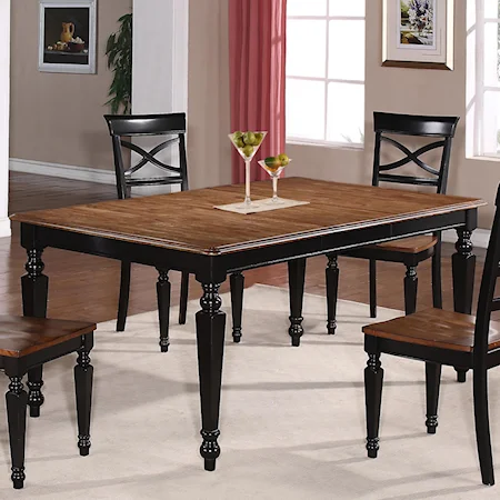 Rectangular Leg Dining Table with Turned Legs and 18" Leaf